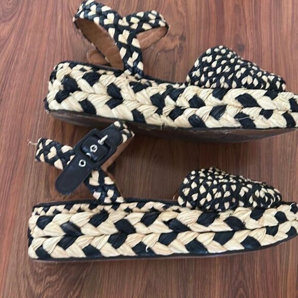 Clergerie Paris Rafi chunky platform sandal black tan size 9 1/2